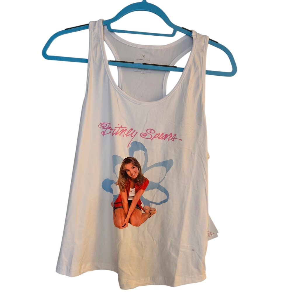 Britney Spears Graphic Pajama Set XL Celebrity Merch Y2K Tank Top Plaid ws56 - Picture 2 of 8